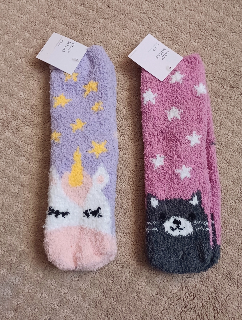 Women's/Girl's Kohl's Unicorn & Cat Cozy Socks (BUNDLE of 2)